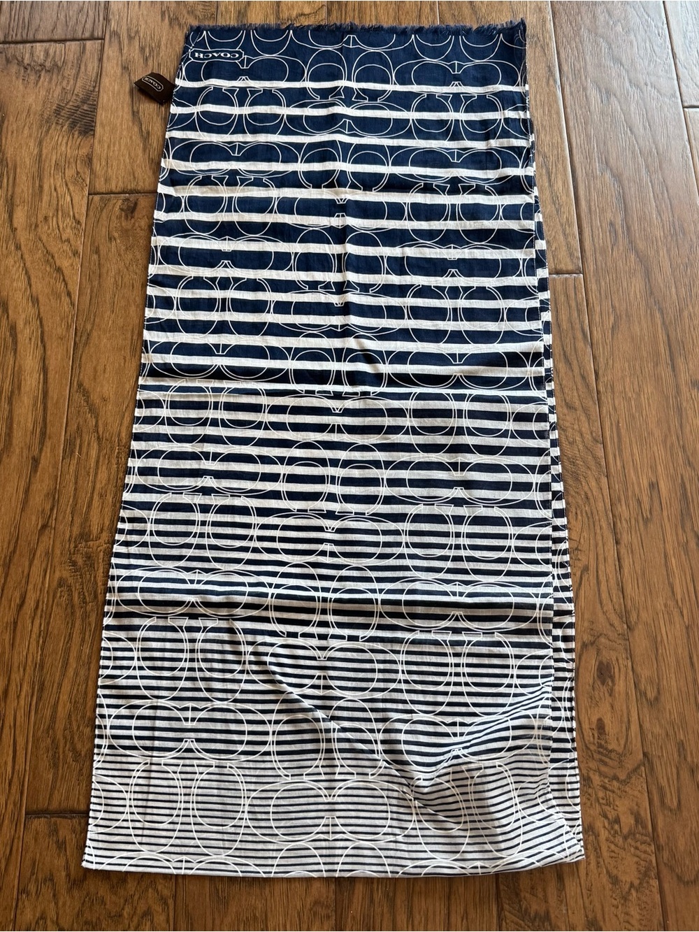 Coach Navy & White Logo Pattern Scarf